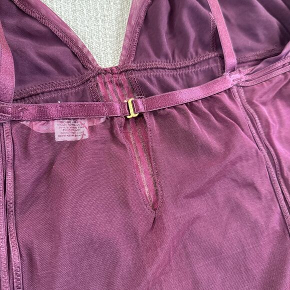 Victorias Secret Very Sexy Burgundy Satin Mesh Corset Top Lingerie Tank M Purple - Picture 7 of 8